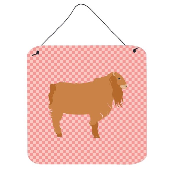 Micasa American Lamancha Goat Pink Check Wall or Door Hanging Prints6 x 6 in. MI627849
